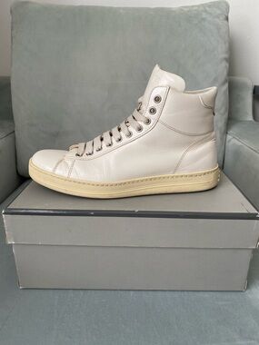 Tom Ford Women's High-Top Leather Sneaker in White, size 38.5